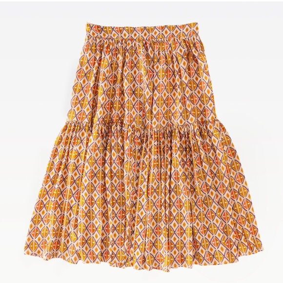 ATELIER PARSMEI Geometric Print Tiered Skirt Girls Size 18 Midi Long Modest - Picture 1 of 5